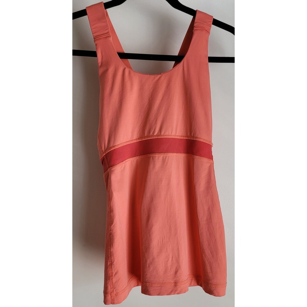 Lululemon Women Coral Sleeveless Tank Top Scoop Neck Athletic Athleisure Vest